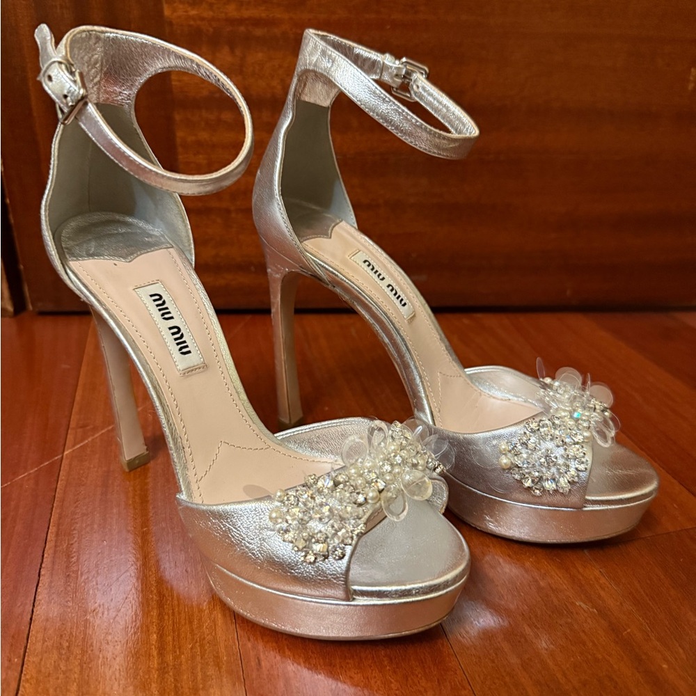 Miu Miu Crystal Embellished Heels
